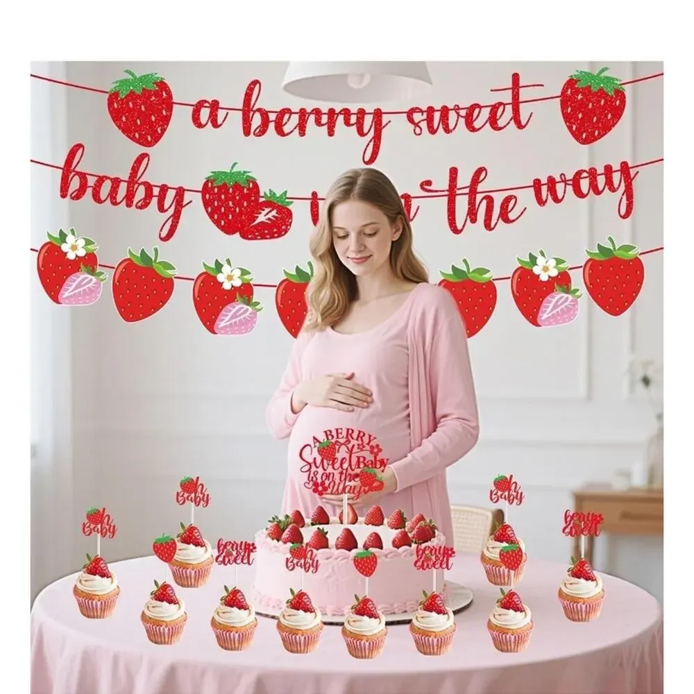 Strawberry Baby Shower Decorations - a Berry Sweet Baby Is on the Way Shower set